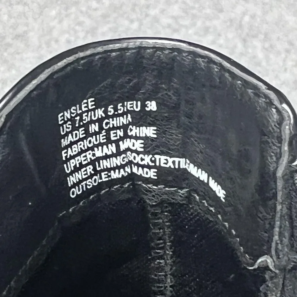 ShoeDazzle Enslee Boots Womens 7.5 Black Harness Lug Sole Block Heel Moto Style - Picture 10 of 13